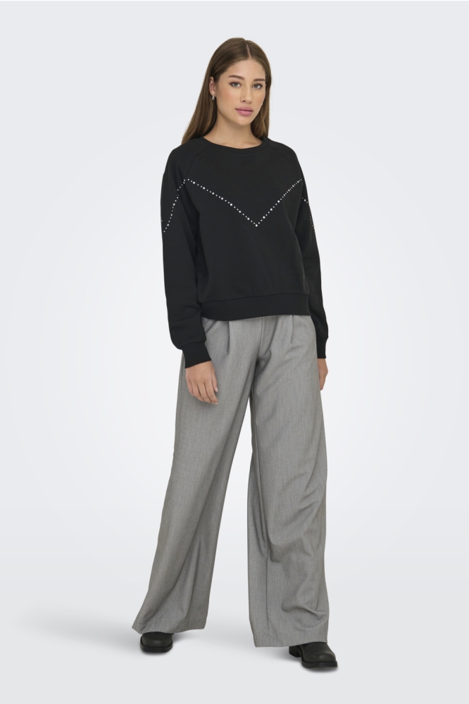 JDYLENA L/S STUD SWEAT JRS 15352914 BLACK/SEQUINCE